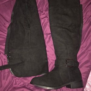 Torrid Black faux suede over the knee wide boots